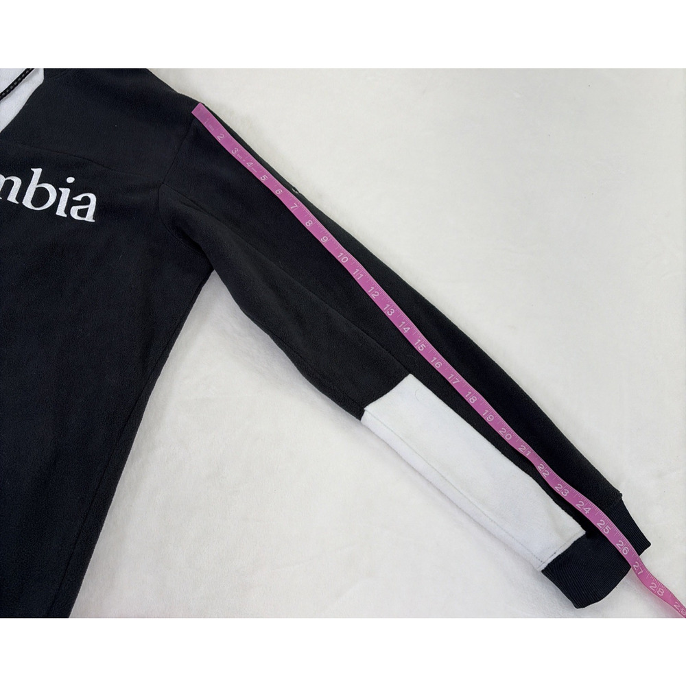 Columbia Black & White Color Block Fleece Hoodie Size Large With Logo Charity - Picture 5 of 10